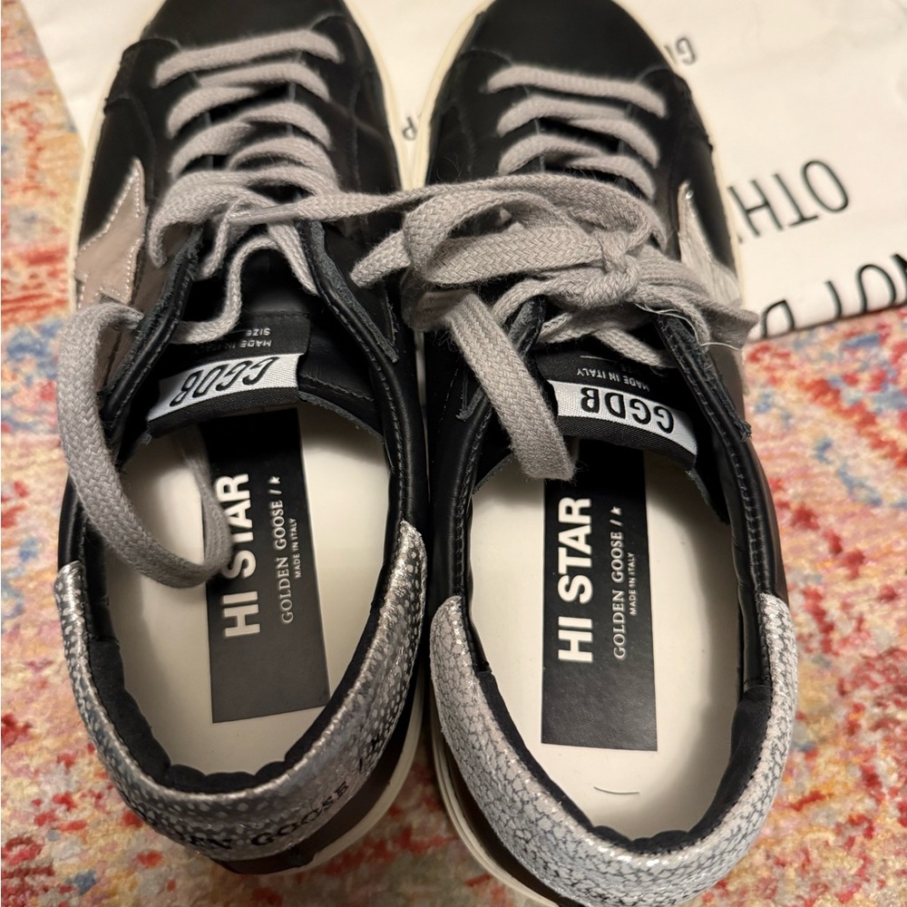 Golden Goose Hi Star Black and Silver Sneakers 39 - Picture 4 of 4